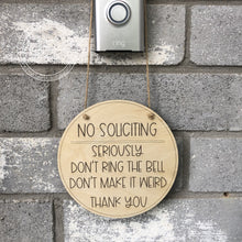 Load image into Gallery viewer, No Soliciting Door Hanger sign
